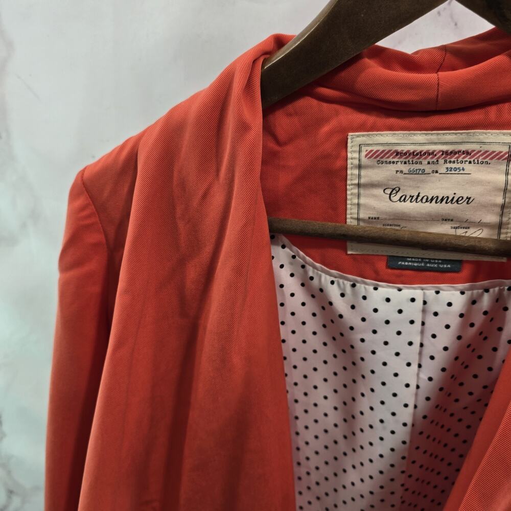 Anthropologie Blazer Womens Medium Orange Open Jacket Cartonnier Breathable - Picture 2 of 11